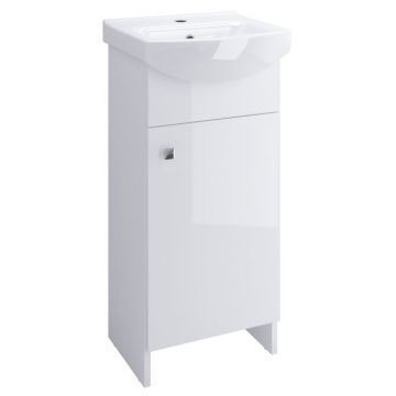 Set dulap baie cu 1 usa si lavoar inclus, 40 x 33 cm, Cersanit Sati