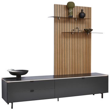 ANSAMBLU MOBILIER CAMERA DE Z in antracit, culoare natur, culoare lemn stejar