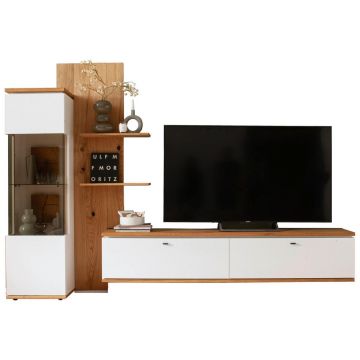 Set Mobilă Living, alb, stejar Bianco, 303/203/50 cm