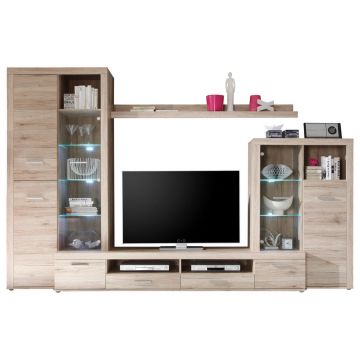 SET MOBILĂ LIVING, culoare lemn stejar, 310/204/46 cm