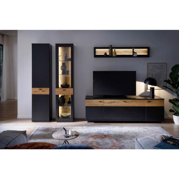 SET MOBILĂ LIVING, gri, negru, 305/201/50 cm