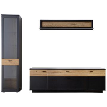 SET MOBILĂ LIVING, gri, stejar sălbatic, 250/201/50 cm