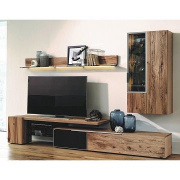 SET MOBILA LIVING in antracit, culoare lemn stejar