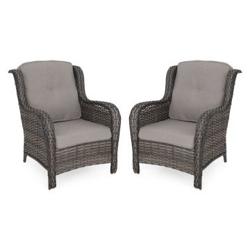 Set 2 fotolii pentru exterior Belham, 89x79x90 cm, otel/poliester, maro/gri