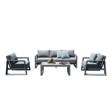 Set mobilier de grădină gri din aluminiu pentru 5 persoane Boston – Rojaplast