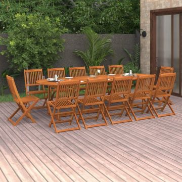 Set de masă pentru grădină, 13 piese, lemn masiv de acacia