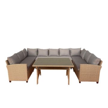 Set mobilier de grădină bej pentru 9 persoane Ventura – Unique Furniture