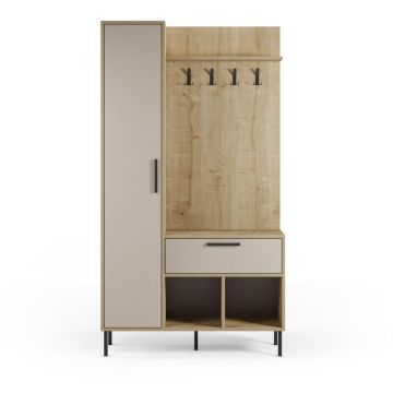 Set pentru hol crem/în culoare naturală cu aspect de lemn de stejar 108x195x35 cm Heidy – Marckeric