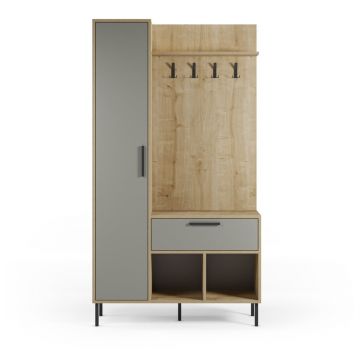 Set pentru hol verde/în culoare naturală cu aspect de lemn de stejar 108x195x35 cm Heidy – Marckeric