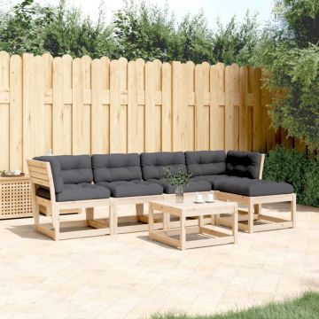 Set canapele de grădină cu perne, 5 piese, lemn masiv de pin
