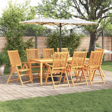 Set de dining pentru grădină , 9 piese, din lemn solid de acacia, pliabil Set de dining pentru grădină , 9 piese, din lemn solid de acacia, pliabil