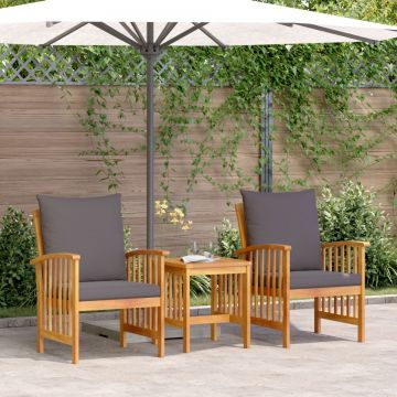 Set de lounge pentru grădină 3 piese cu perne din lemn solid de acacia Set de lounge pentru grădină 3 piese cu perne din lemn solid de acacia