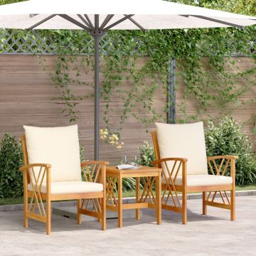 Set de lounge pentru grădină din 3 piese cu perne din lemn solid de acacia Set de lounge pentru grădină din 3 piese cu perne din lemn solid de acacia