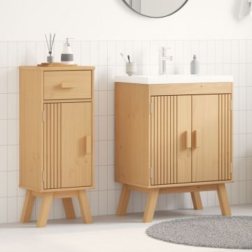Set de Mobilier pentru Baie 2 Piese din Lemn Masiv de Pin