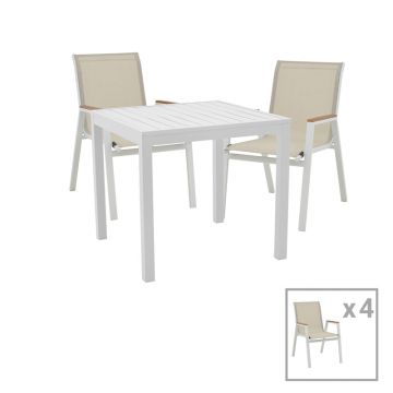 Set de sufragerie Azelie-Kliton É pakoworld set de 5 material Gri-aluminiu alb 77x55x94cm