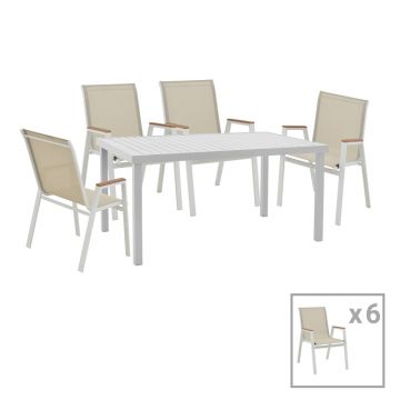 Set de sufragerie Azelie-Kliton ÉÉ pakoworld set de 7 material Gri-aluminiu alb 77x55x94cm