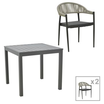 Set masa si scaune 3 buc de gradina Elation Pako World Antracit 80x80x74 cm Set masa si scaune 3 buc de gradina Elation Pako World Antracit 80x80x74 cm