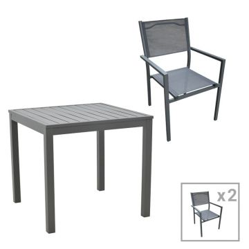 Set masa si scaune 3 buc Moly-Kliton Pako World Antracit 80x80x74 cm