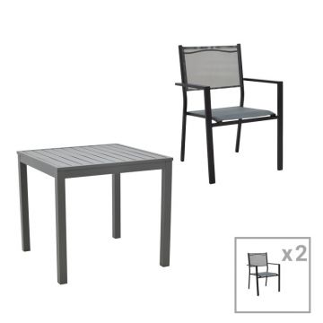 Set masa si scaune 3 buc Moly-Kliton Pako World Antracit 80x80x74 cm