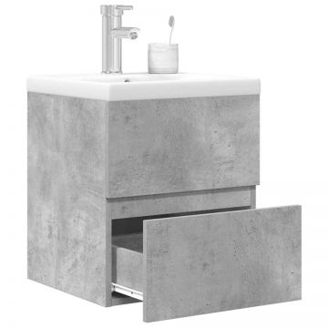 Set mobilier de baie, 2 piese, gri beton, lemn compozit