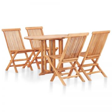 Set mobilier de exterior pliabil, 5 piese, lemn masiv de tec Set mobilier de exterior pliabil, 5 piese, lemn masiv de tec