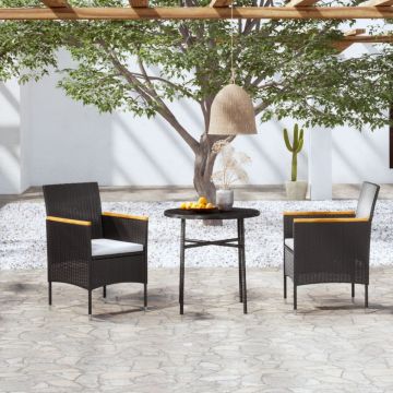Set mobilier de grădină, 3 piese, poliratan