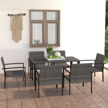 Set mobilier de grădină, 7 piese, gri, poliratan Set mobilier de grădină, 7 piese, gri, poliratan