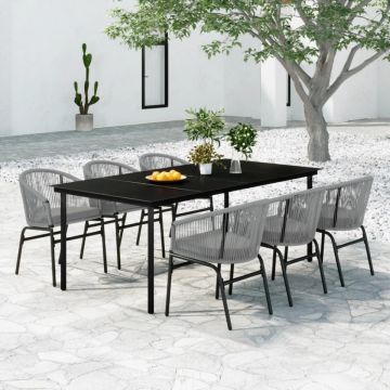 Set mobilier de grădină, 7 piese, gri