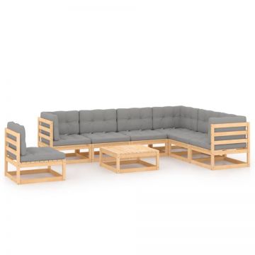 Set mobilier de grădină, 8 piese, lemn masiv de pin Set mobilier de grădină, 8 piese, lemn masiv de pin