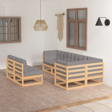 Set mobilier de grădină cu perne, 7 piese, lemn masiv de pin