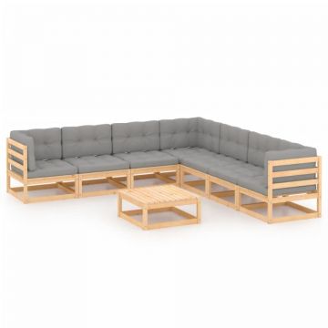 Set mobilier de grădină din 8 piese, lemn masiv de pin Set mobilier de grădină din 8 piese, lemn masiv de pin
