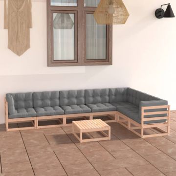 Set mobilier de grădină din 8 piese, lemn masiv de pin Set mobilier de grădină din 8 piese, lemn masiv de pin