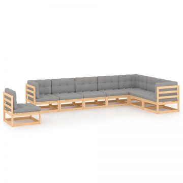 Set mobilier grădină cu perne, 8 piese, lemn masiv de pin