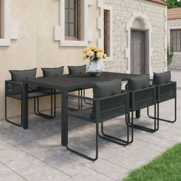 Set mobilier masă de grădină, 7 piese, negru, ratan PVC