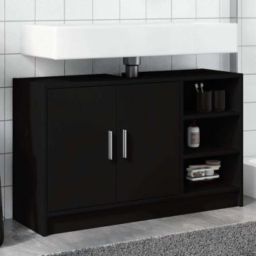 Dulap de chiuvetă, negru, 90x29x55 cm, lemn prelucrat