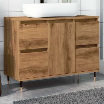 Dulap pentru baie stejar artizanal, 80x33x60 cm, lemn prelucrat