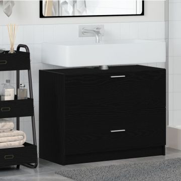Dulap pentru chiuvetă Negru Stejar 78x37x59 cm Lemn prelucrat