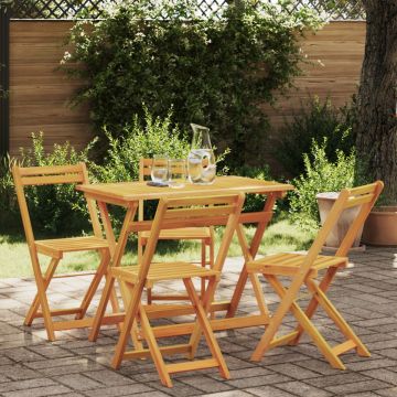 Set Bistro Pliabil din 5 Piese Lemn Solid de Acacia