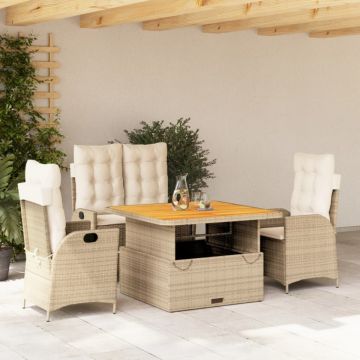 Set canapele de grădină, 4 piese, cu perne, bej, poliratan