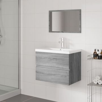 Set de mobilier de baie, gri sonoma, lemn prelucrat