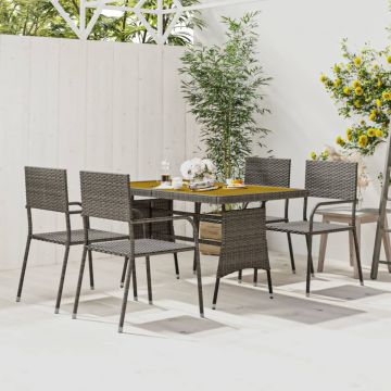 Set de mobilier de exterior, 5 piese, gri, poliratan