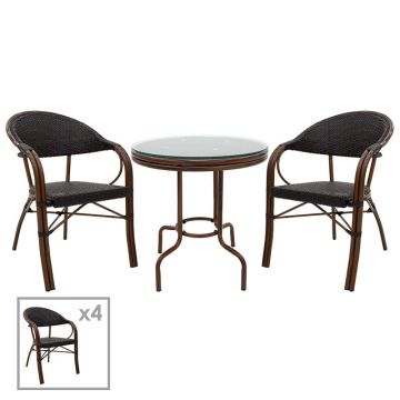 Set de sufragerie 5buc Paula pakoworld metal-pe maro