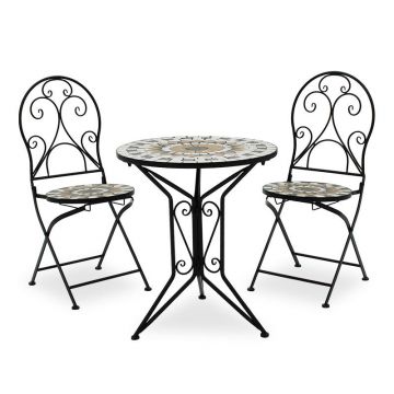Set de sufragerie mozaic pakoworld 3buc metal negru