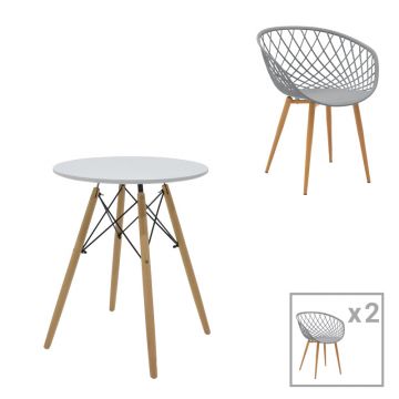 Set masă de sufragerie Ezra-Julita pakoworld 3 pp-mdf în culoare Gri-alb-Natural D60x73cm