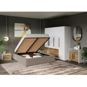Set Mobila Dormitor Timea T2 cu Pat Tapitat