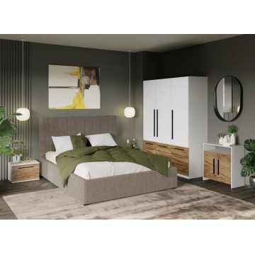 Set Mobila Dormitor Timea T4 cu Pat Tapitat