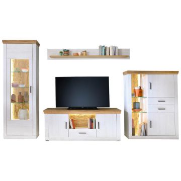 Set Mobilă Living, culoare lemn stejar, culoare coconar, 351/205/50 cm