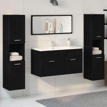 Set mobilier baie 4 piese din lemn prelucrat negru