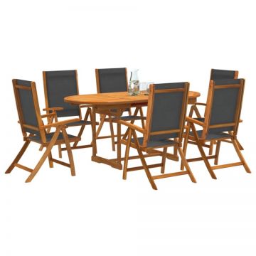 Set mobilier de grădină, 7 piese, lemn masiv acacia/textilenă