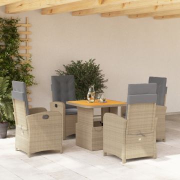 Set mobilier de grădină cu perne, 5 piese, bej, poliratan